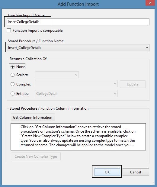 Performing Function Import Adding